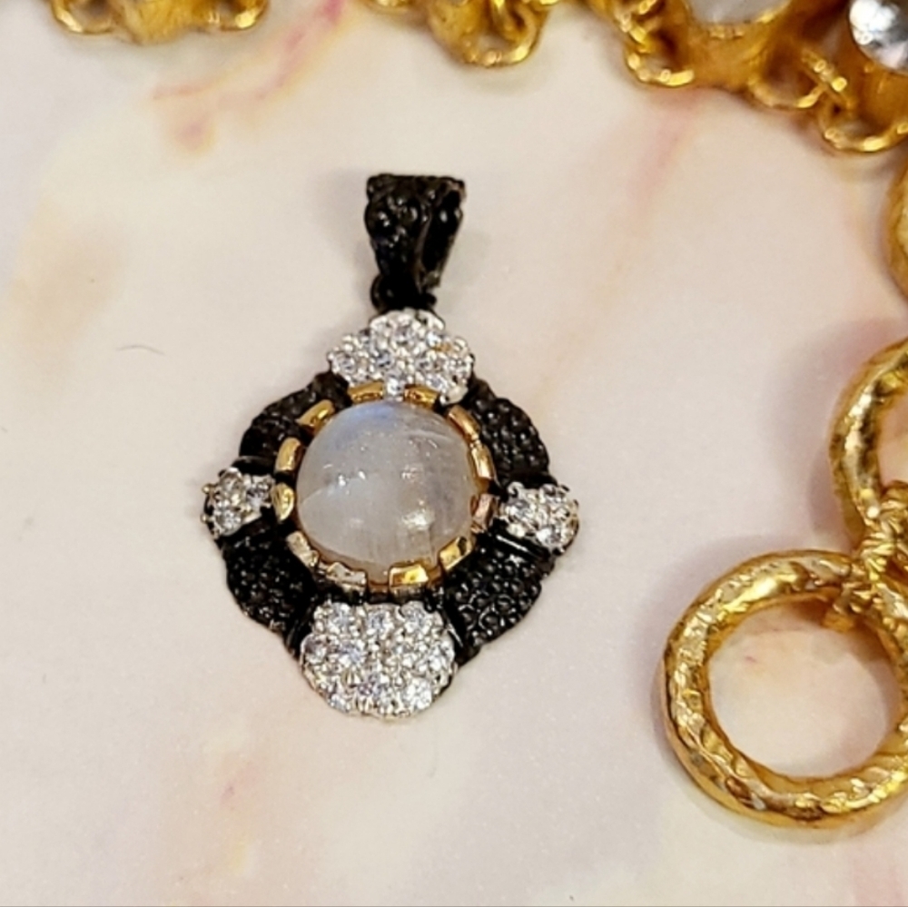 MOONSTONE & CUBIC ZIRCONIA PENDANT